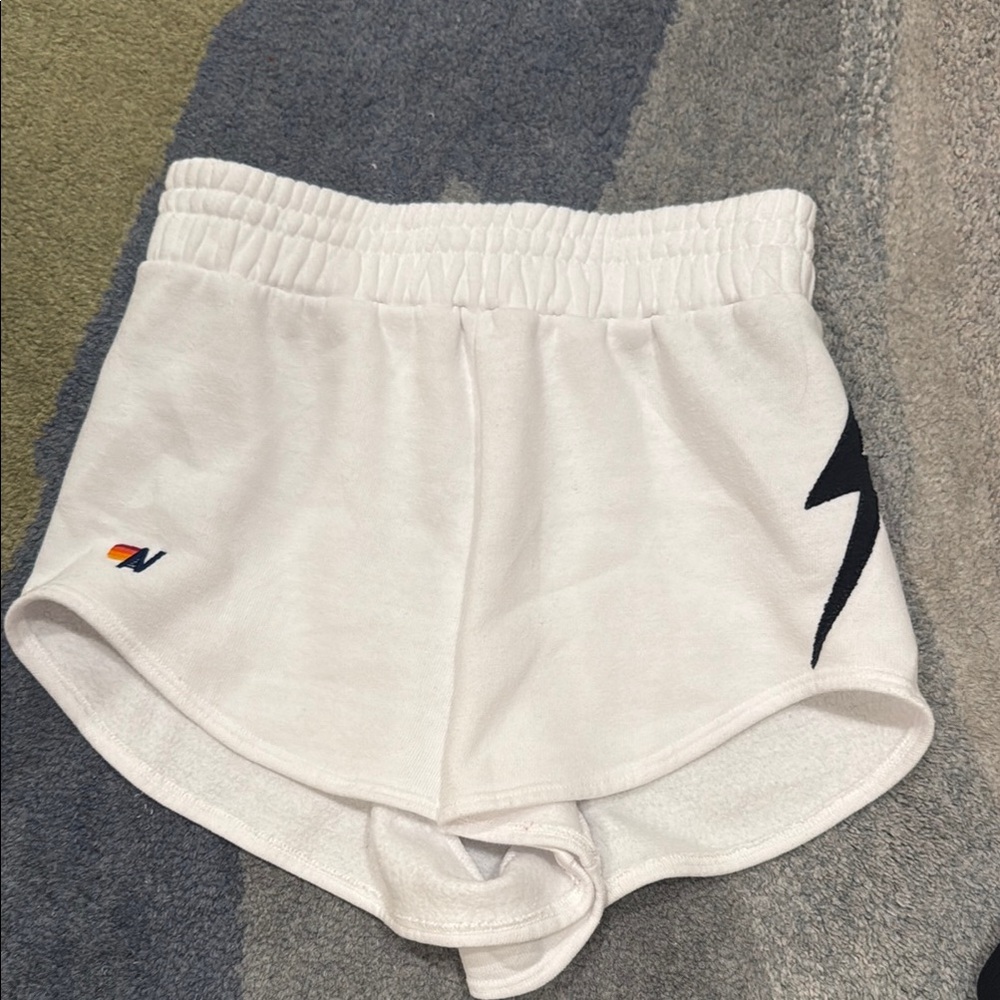 Aviator Nation White Thunderbolt Shorts